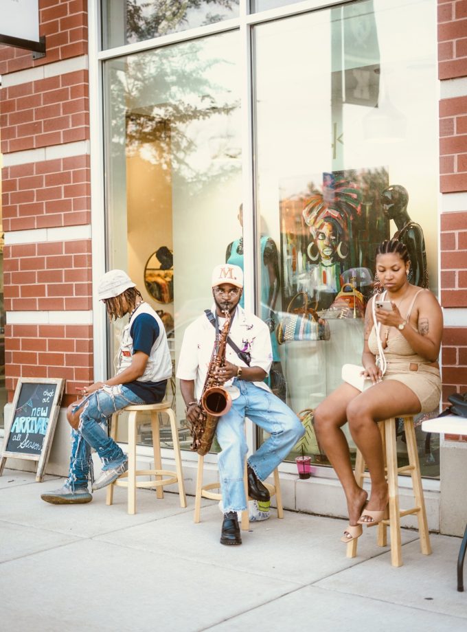 "LET THE MUSIC TAKE ME" BUTTON UP.